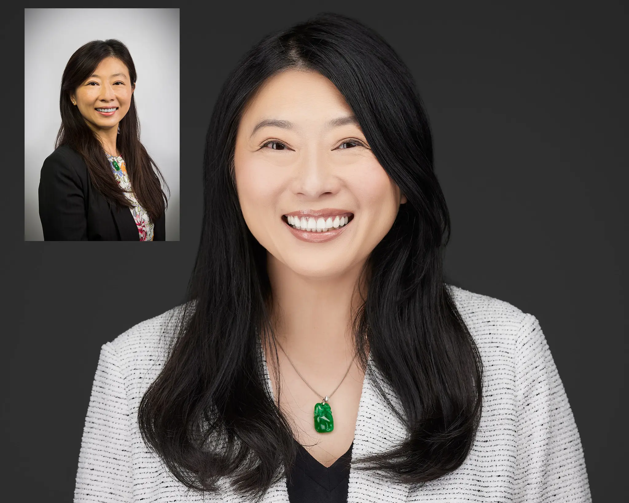 Professional headshot before and after transformation